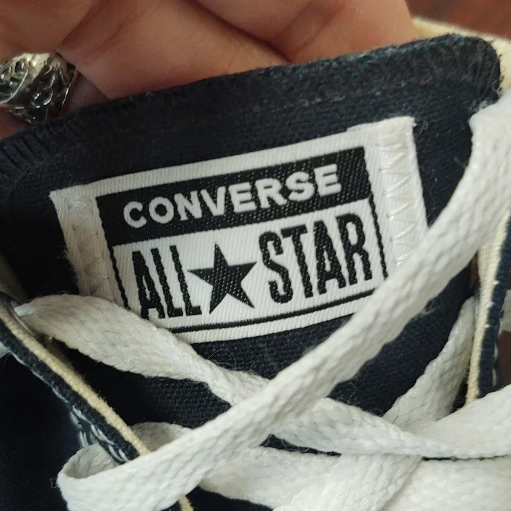 Preloved Converse Black Canvas Low Top Sneakers with White Soles Size 3